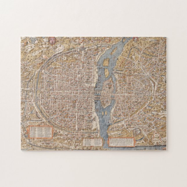 Vintage Karte von Paris, Frankreich, Canvas Print (Horizontal)