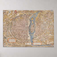 Vintage Karte von Paris, Frankreich, Canvas Print