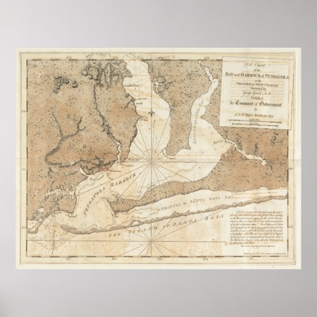 Vintage Karte von Pensacola Florida (1780) Poster (Vorne)