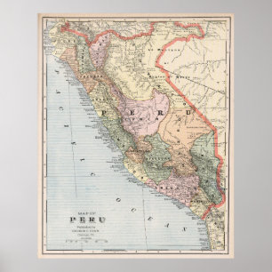 Vintage Karte von Peru (1901) Poster