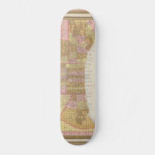 Vintage Karte von Philadelphia (1846) Skateboard