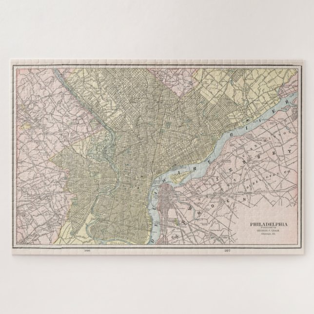 Vintage Karte von Philadelphia (1901) (Horizontal)