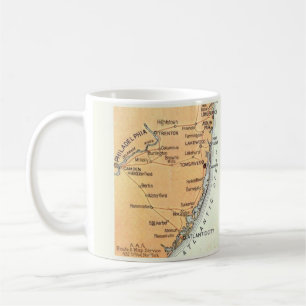 Vintage-Karte von Philadelphia bis zum Atlantische Kaffeetasse