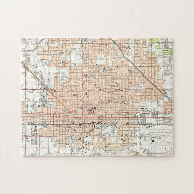 Vintage Karte von Phoenix Arizona (1952) (Horizontal)