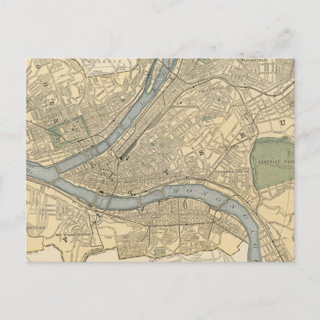 Vintage Karte von Pittsburgh PA (1891) (Vorderseite)