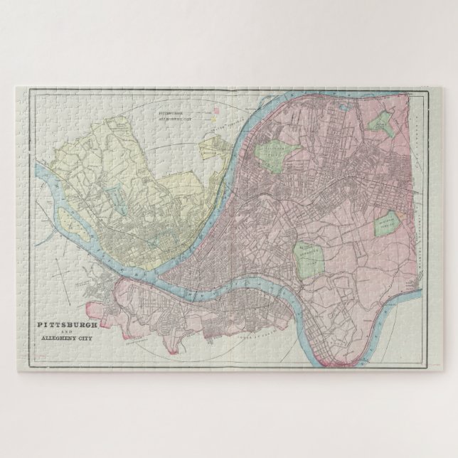 Vintage Karte von Pittsburgh Pennsylvania (1901) (Horizontal)