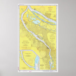 Vintage Karte von Portland OR (1974) Poster