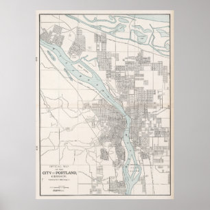 Vintage Karte von Portland Oregon (1901) Poster