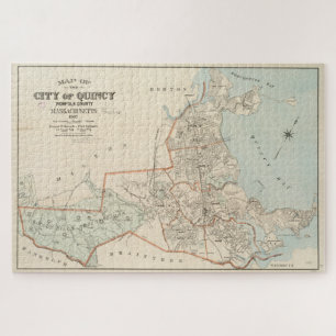 Vintage Karte von Quincy MA (1907)