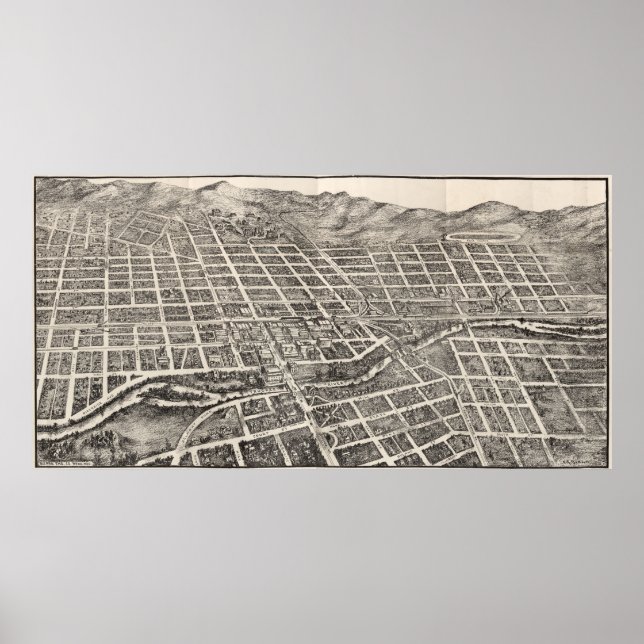 Vintage Karte von Reno Nevada (1907) Poster (Vorne)