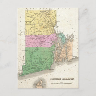 Vintage Karte von Rhode Island (1827)