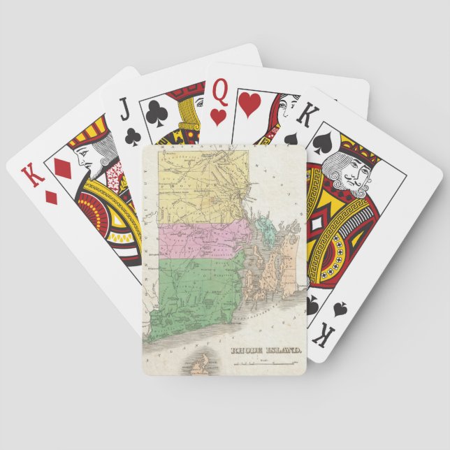 Vintage Karte von Rhode Island (1827) Spielkarten (Rückseite)
