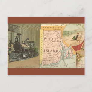 Vintage-Karte von Rhode Island Postkarte