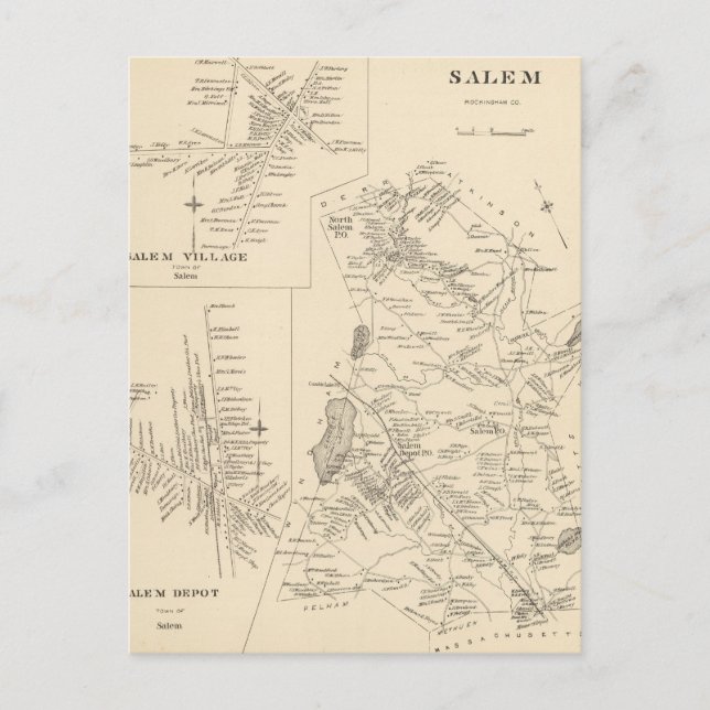 Vintage Karte von Salem Massachusetts (1892) (Vorderseite)