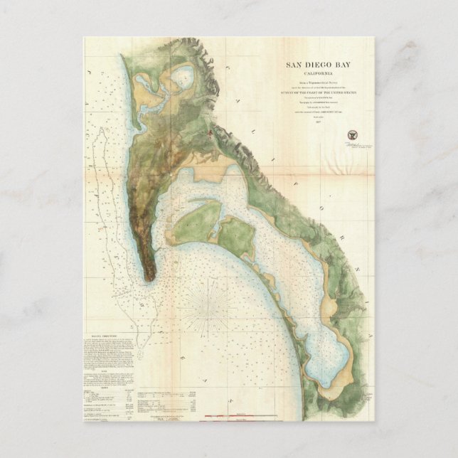 Vintage Karte von San Diego Bay (1857) (Vorderseite)