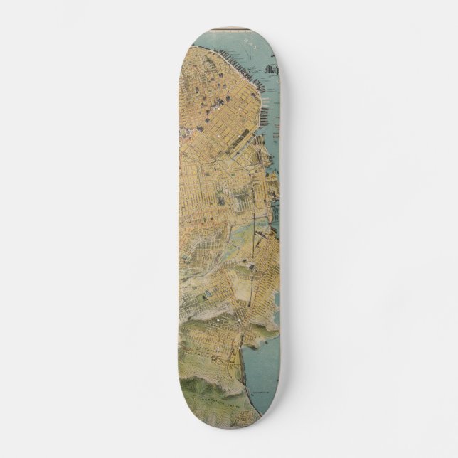 Vintage Karte von San Francisco (1915) Skateboard (Vorderseite)