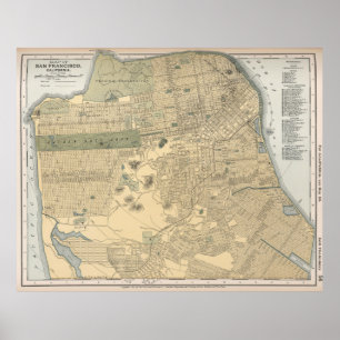 Vintage Karte von San Francisco CA (1891) Poster