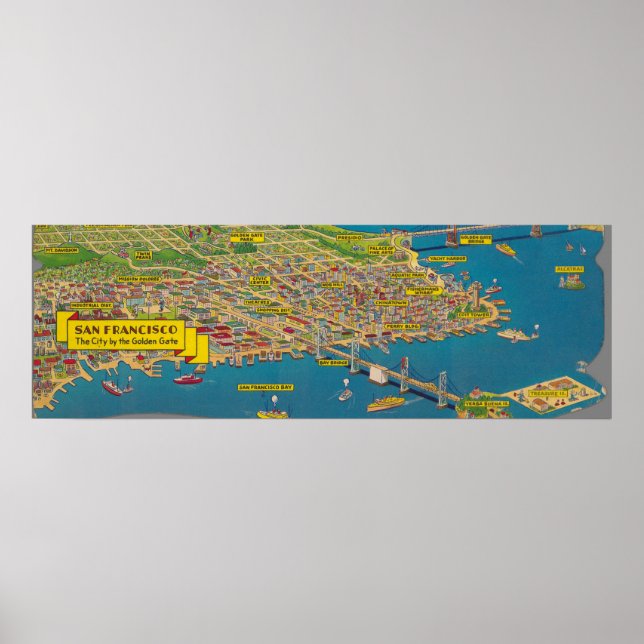 Vintage Karte von San Francisco Poster (Vorne)