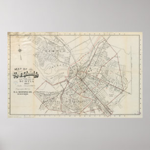 Vintage Karte von Schenectady NY (1917) Poster