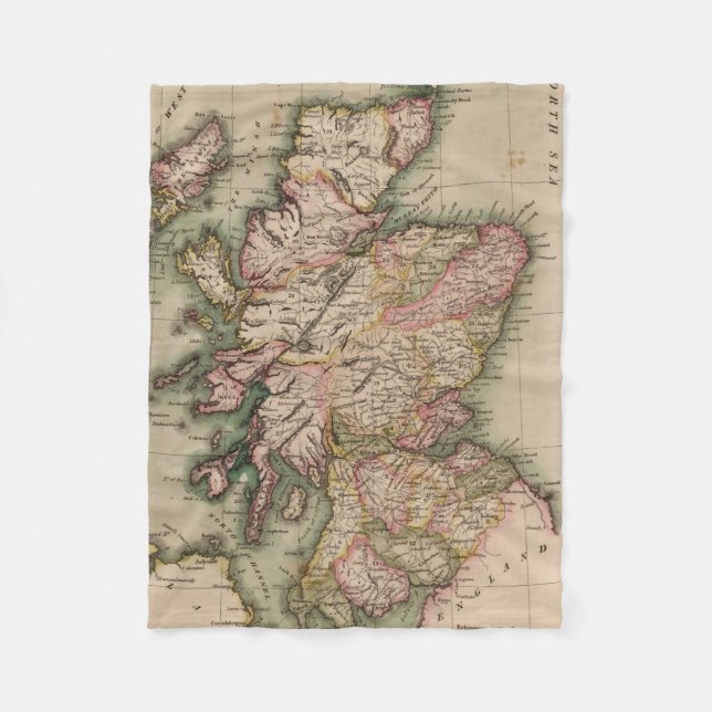 Vintage Karte von Schottland (1814) Fleecedecke (Vorderseite)