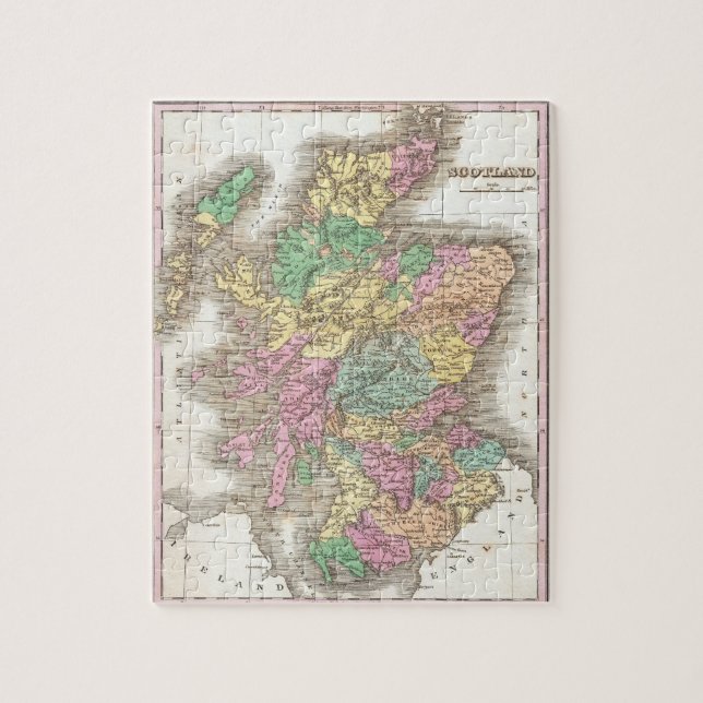 Vintage Karte von Schottland (1827) (Vertikal)