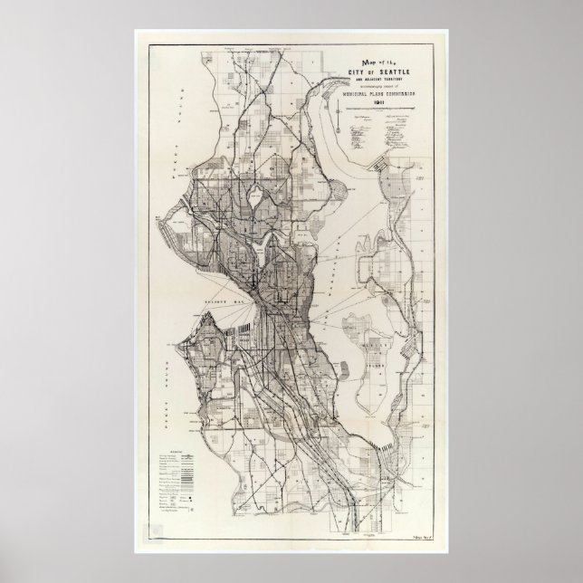 Vintage Karte von Seattle Washington Poster (Vorne)