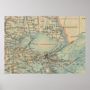 Vintage Karte von See Pontchartrain (1896) Poster