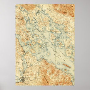 Vintage Karte von See Winnipesaukee (1907) Poster