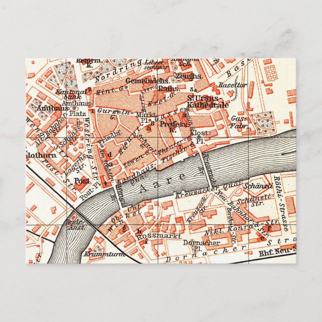 Vintage Karte von Solothurn Schweiz (1913) (Vorderseite)