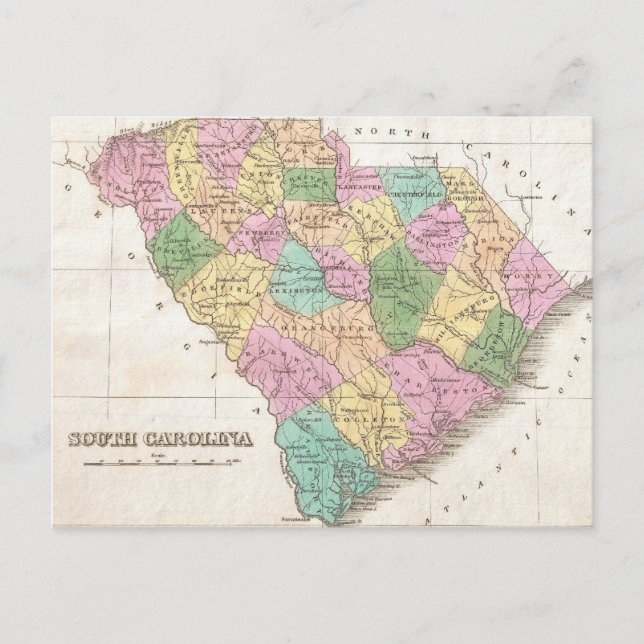 Vintage Karte von South Carolina (1827) (Vorderseite)