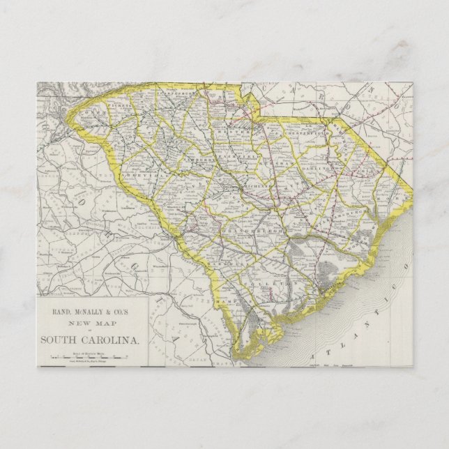 Vintage Karte von South Carolina (1889) (Vorderseite)