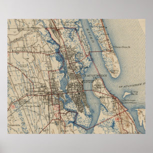 Vintage Karte von St. Augustine Florida (1937) Poster