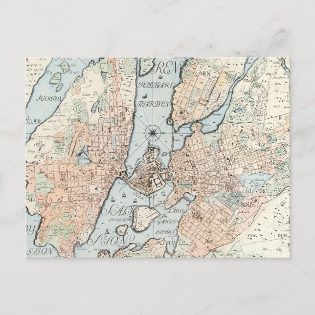 Vintage Karte von Stockholm (1733) (Vorderseite)