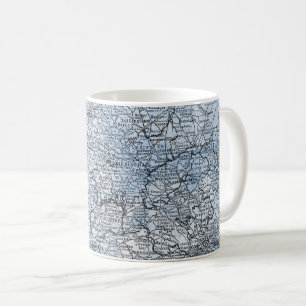 Vintage-Karte von Südengland und Wales als Reisege Kaffeetasse