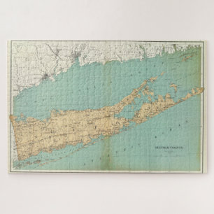 Vintage Karte von Suffolk Landkreis NY (1895)