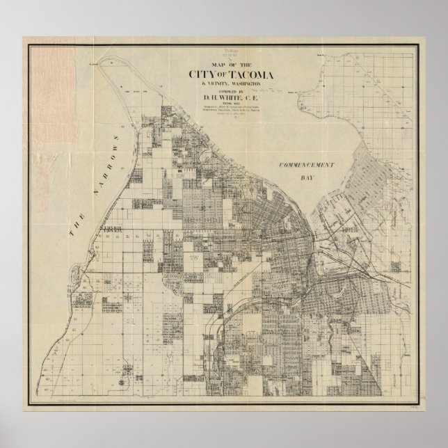 Vintage Karte von Tacoma Washington (1907) Poster (Vorne)