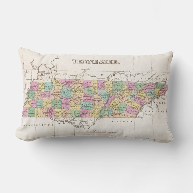 Vintage Karte von Tennessee (1827) Lendenkissen (Vorderseite)
