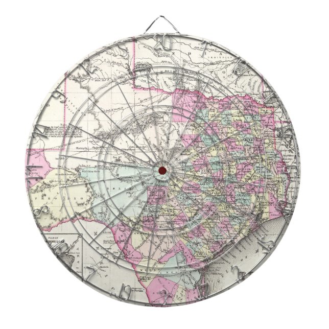 Vintage Karte von Texas (1855) Dartscheibe (vorne)