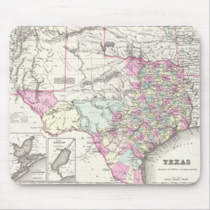 Vintage Karte von Texas (1855) Mousepad