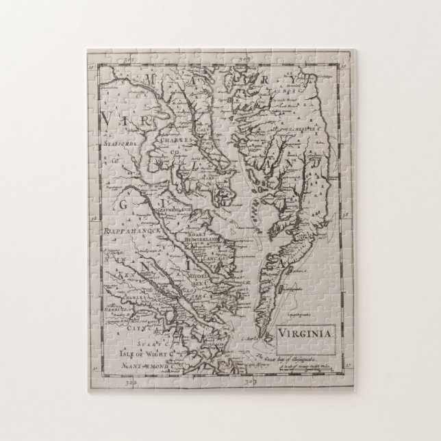 Vintage Karte von The Chesapeake Bay (1681) (Vertikal)