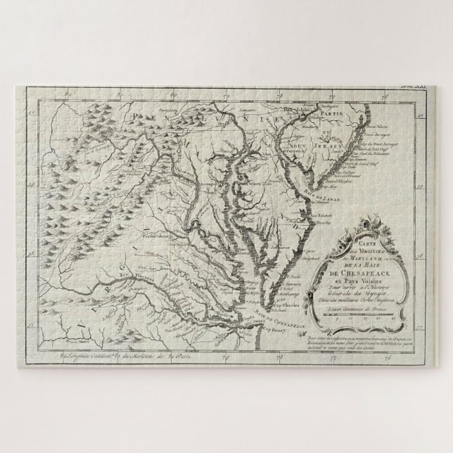 Vintage Karte von The Chesapeake Bay (1780) (Horizontal)