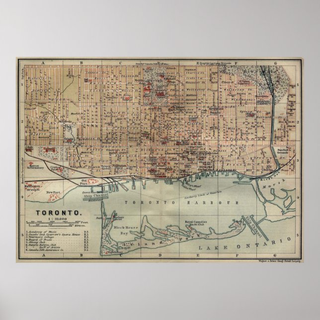 Vintage Karte von Toronto (1894) Poster (Vorne)