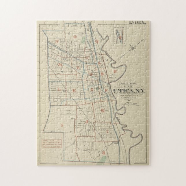 Vintage Karte von Utica New York (1883) (Vertikal)