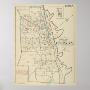 Vintage Karte von Utica New York (1883) Poster