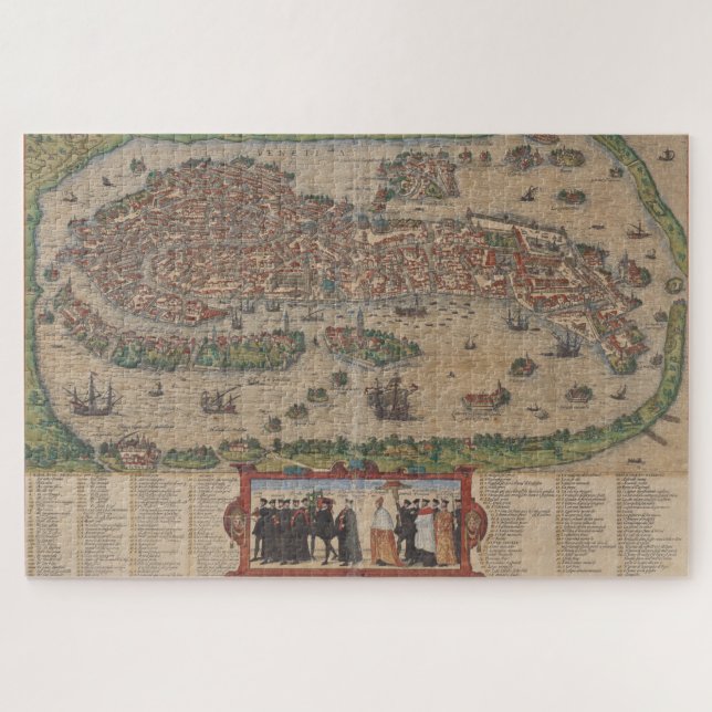 Vintage Karte von Venedig Italien (1572) (Horizontal)
