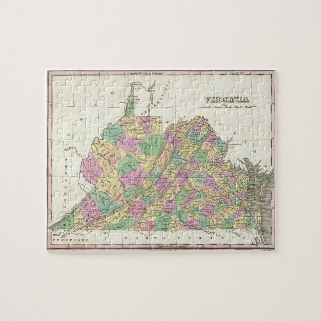Vintage Karte von Virginia (1827) (Horizontal)