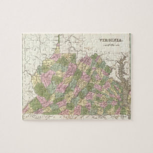 Vintage Karte von Virginia (1838)