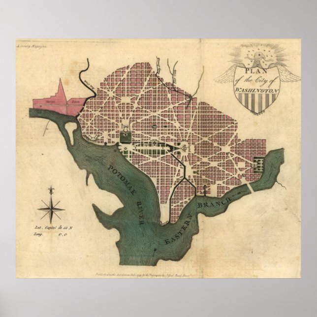 Vintage Karte von Washington D.C. (1793) Poster (Vorne)