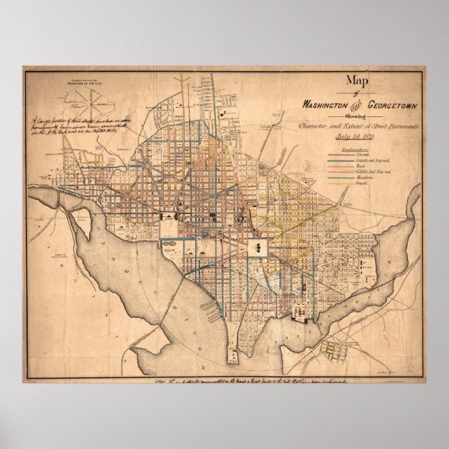 Vintage Karte von Washington D.C. (1879) Poster (Vorne)