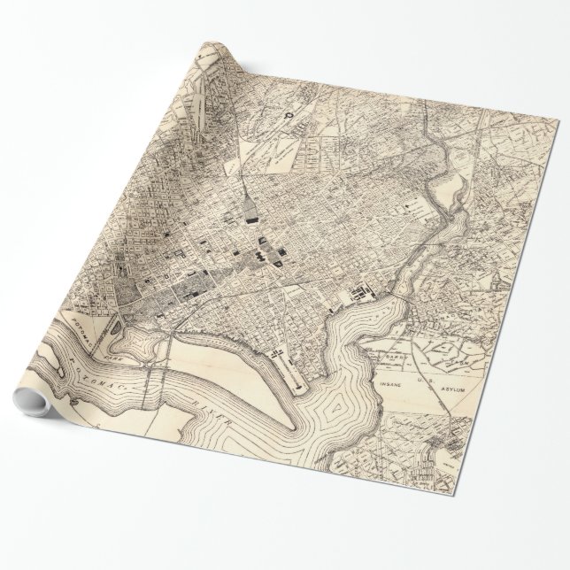 Vintage Karte von Washington D.C. (1900) Geschenkpapier (Ungerollt)